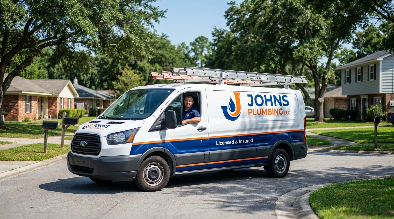 Johns Plumbing LLC service van in Nashua, NH