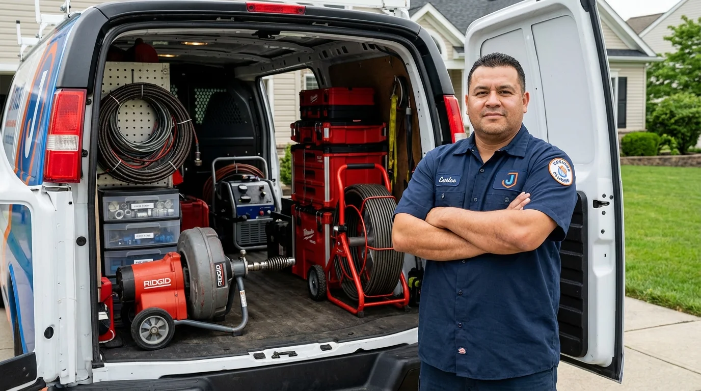 Professional drain cleaning equipment and Johns Plumbing LLC plumber in Nashua