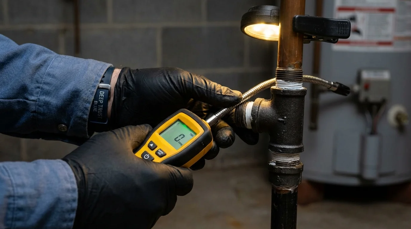 Gas leak detection with electronic sniffer by Johns Plumbing LLC in Nashua